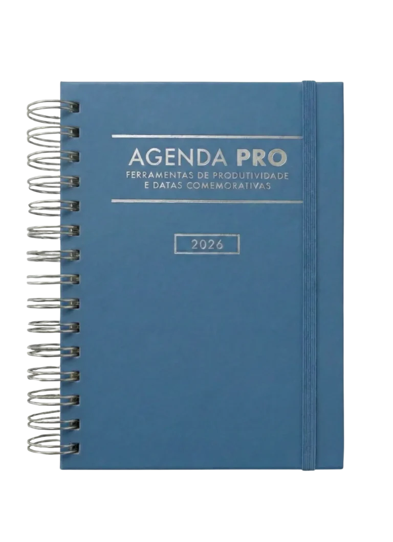 agenda pro 2026 prateada azul