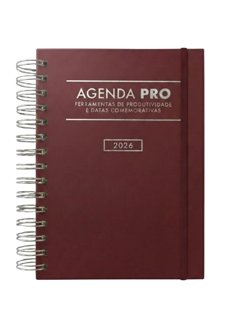 agenda pro 2026 prateada bordeaux