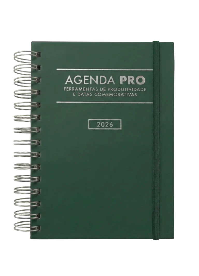 agenda pro 2026 prateada verde