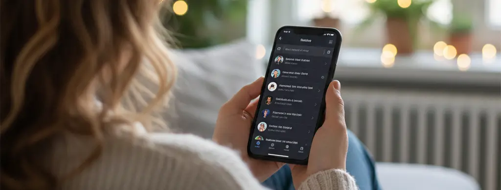 Rapariga a utilizar o whatsapp no seu telemóvel